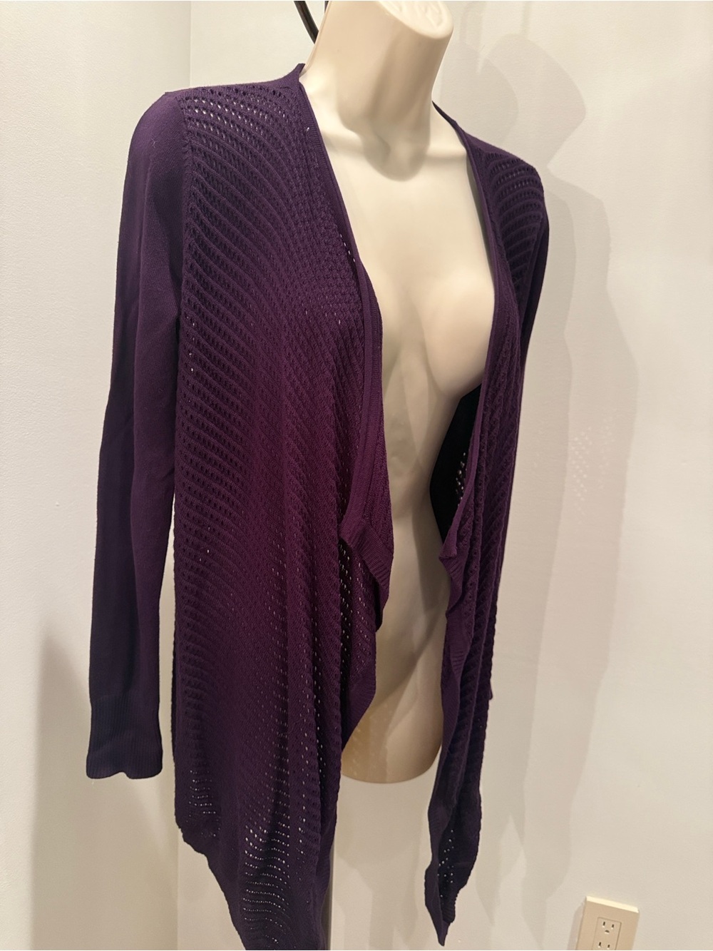 Cache Open-Front Purple Sweater Cardigan